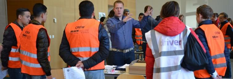 Volunteers are instructed on the experiment